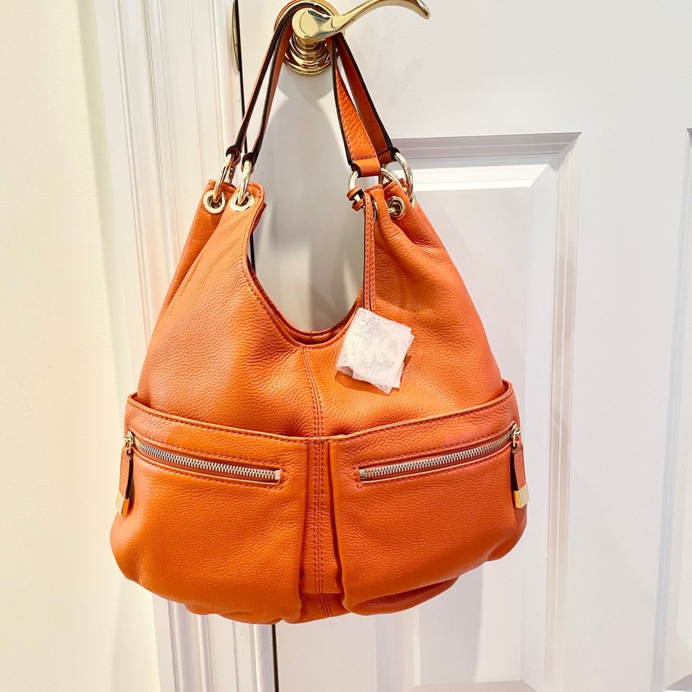 Micheal Kors orange leather layton hobo. - Picture 2 of 10